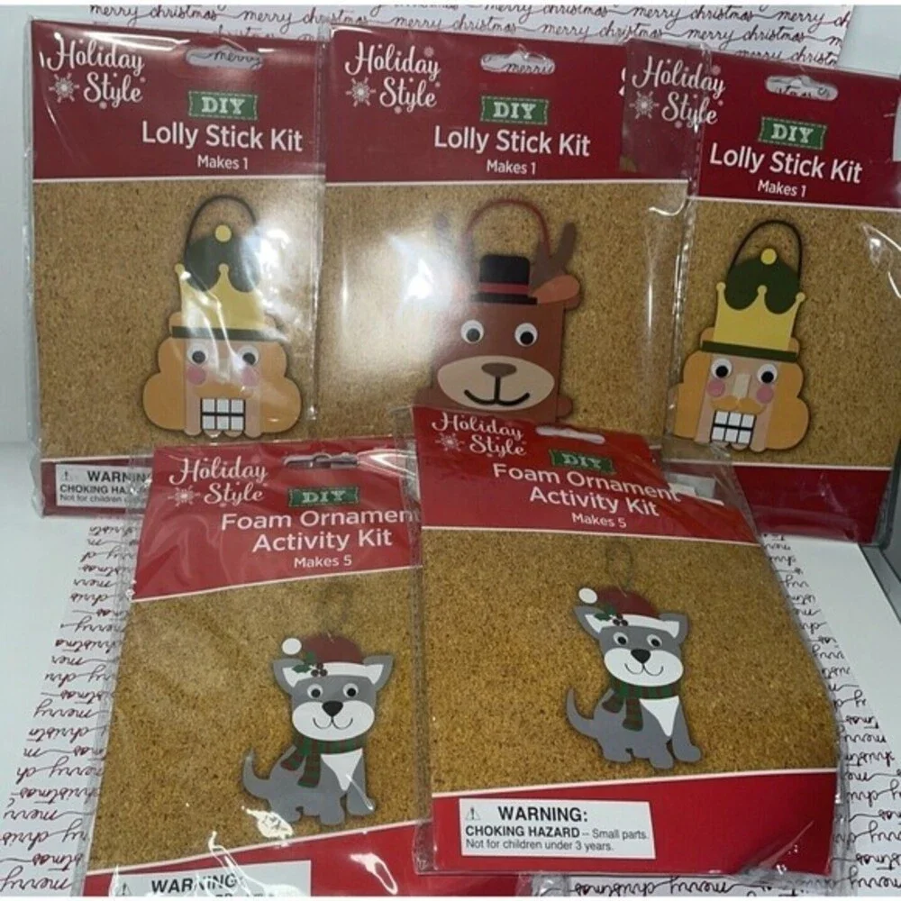 Christmas‎ Ornament & Decor Activity Kits Foam & Wood Lot-5 DIY Makes 13 Age 3+